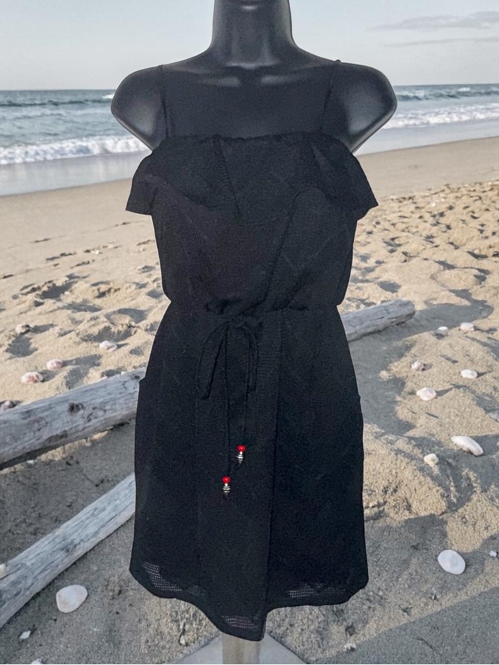 City Triangles black lace beach cover up